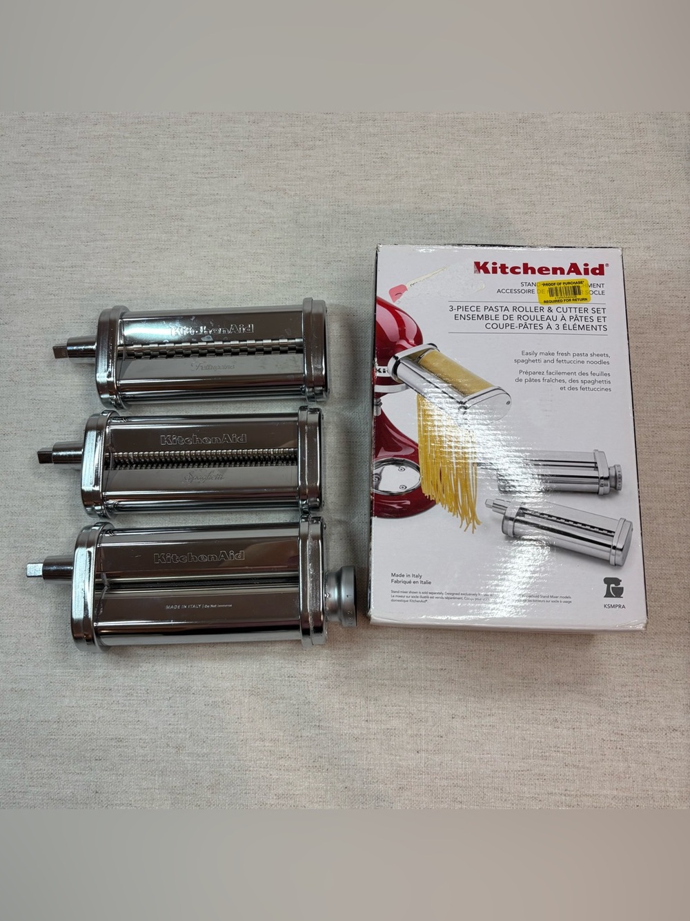 Kitchen Aid 3 piece pasta roller and cutter set stand mixer attachment with flaw